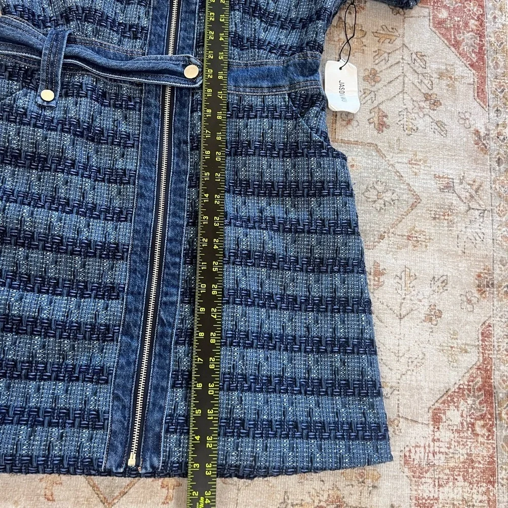 Jason Wu Collared Tweed Denim Mini Belted Dress Womens Size M NWT - Picture 6 of 9
